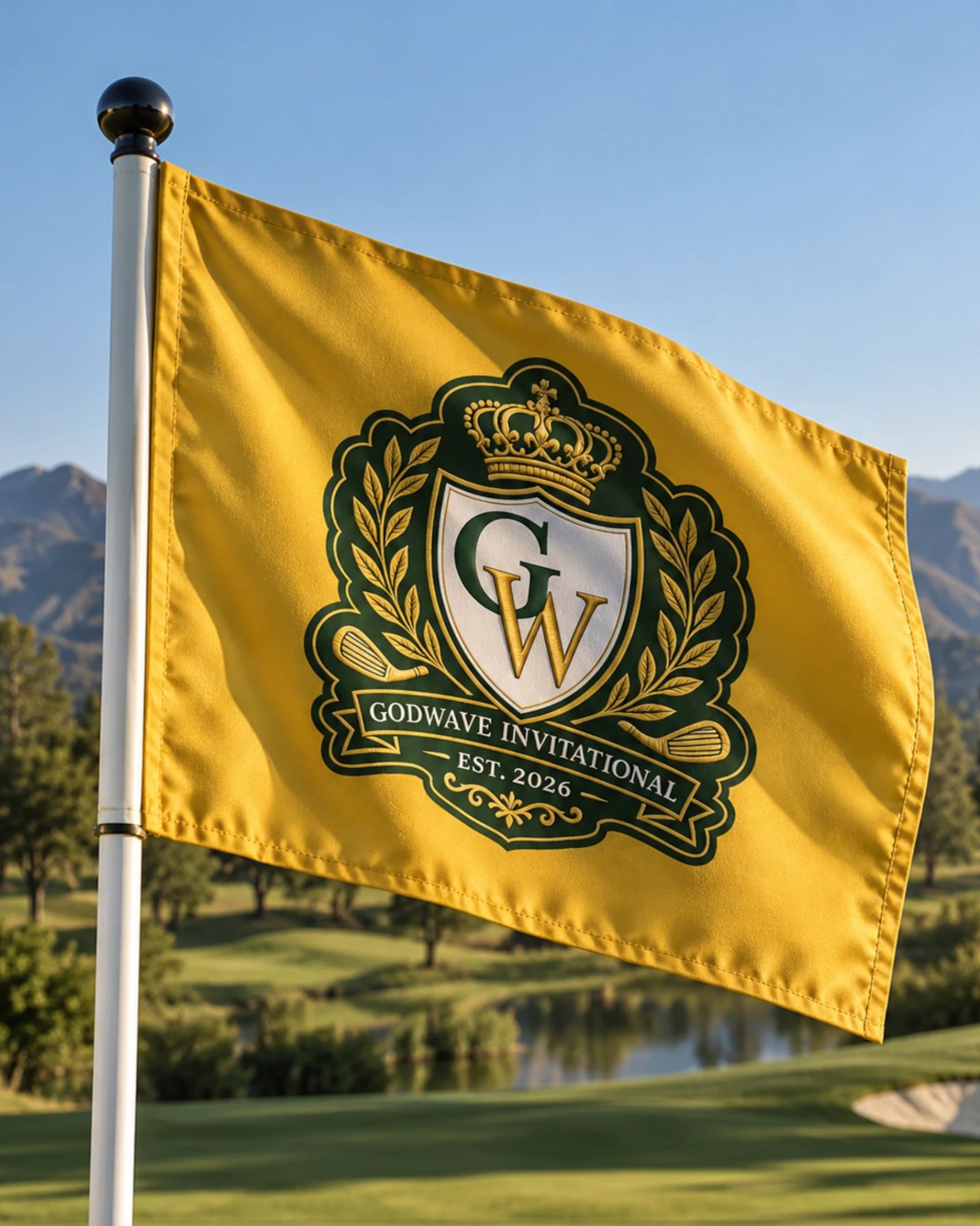 The GodWave flag on the course